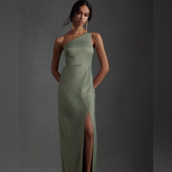 yumi kim bridesmaid dresses DZ9516 One Shoulder Sheath Long Sleeves Burgundy Evening Dress  TANYA  BRIDAL